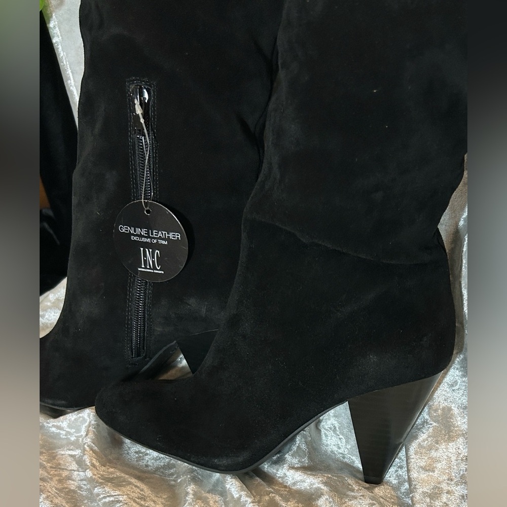 NWOB INC LEATHER BLACK SUEDE BOOTS 7 - Picture 2 of 11